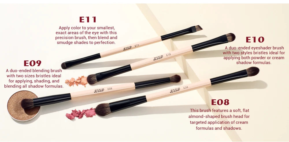 Jessup Double-Sided Makeup Brush Set with Sponge