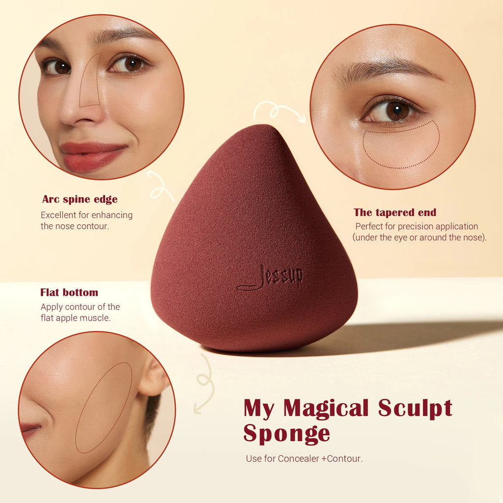 Jessup Double-Sided Makeup Brush Set with Sponge