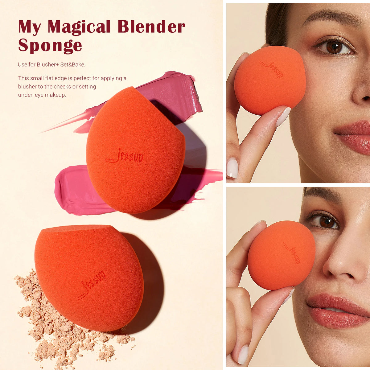 Jessup Double-Sided Makeup Brush Set with Sponge