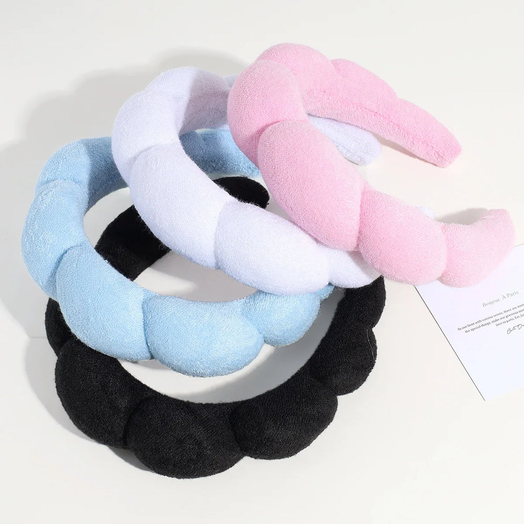 3PCS Stylish Washing Headband Set Wristbands Scrunchies Spa Bubble Headband for Washing Face Makeup Shower Skincare