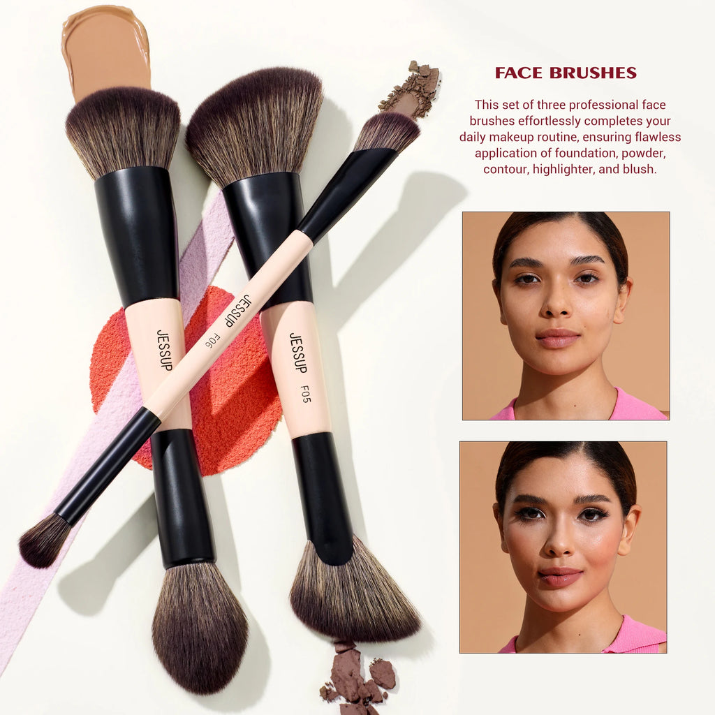Jessup Double-Sided Makeup Brush Set with Sponge