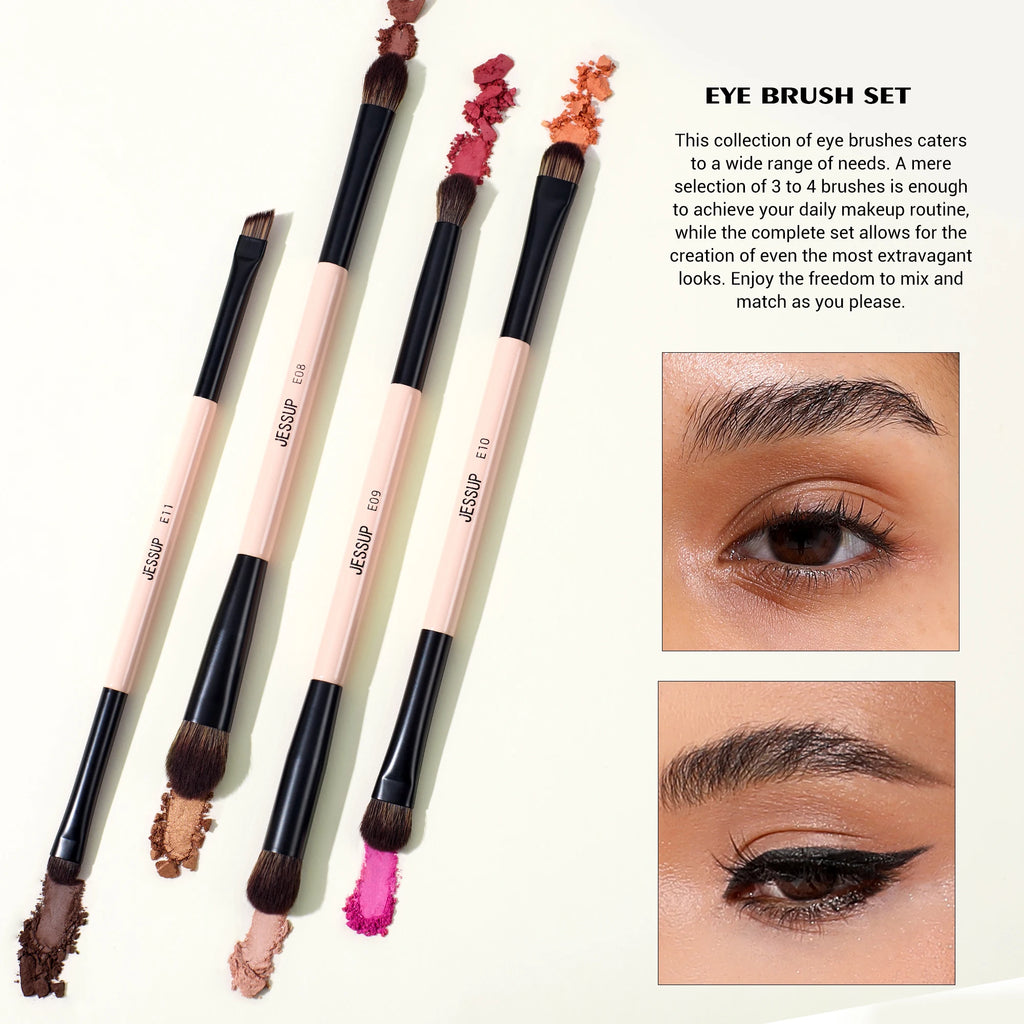 Jessup Double-Sided Makeup Brush Set with Sponge