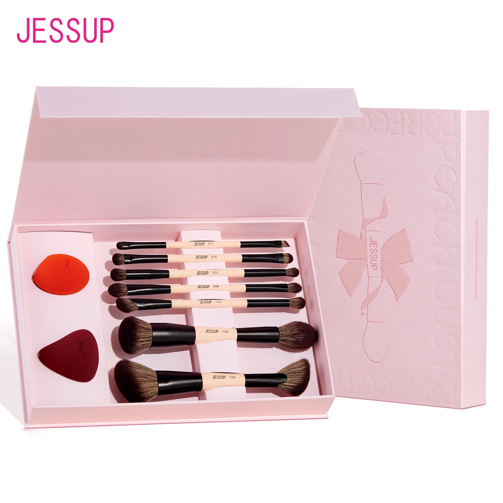 Jessup Double-Sided Makeup Brush Set with Sponge