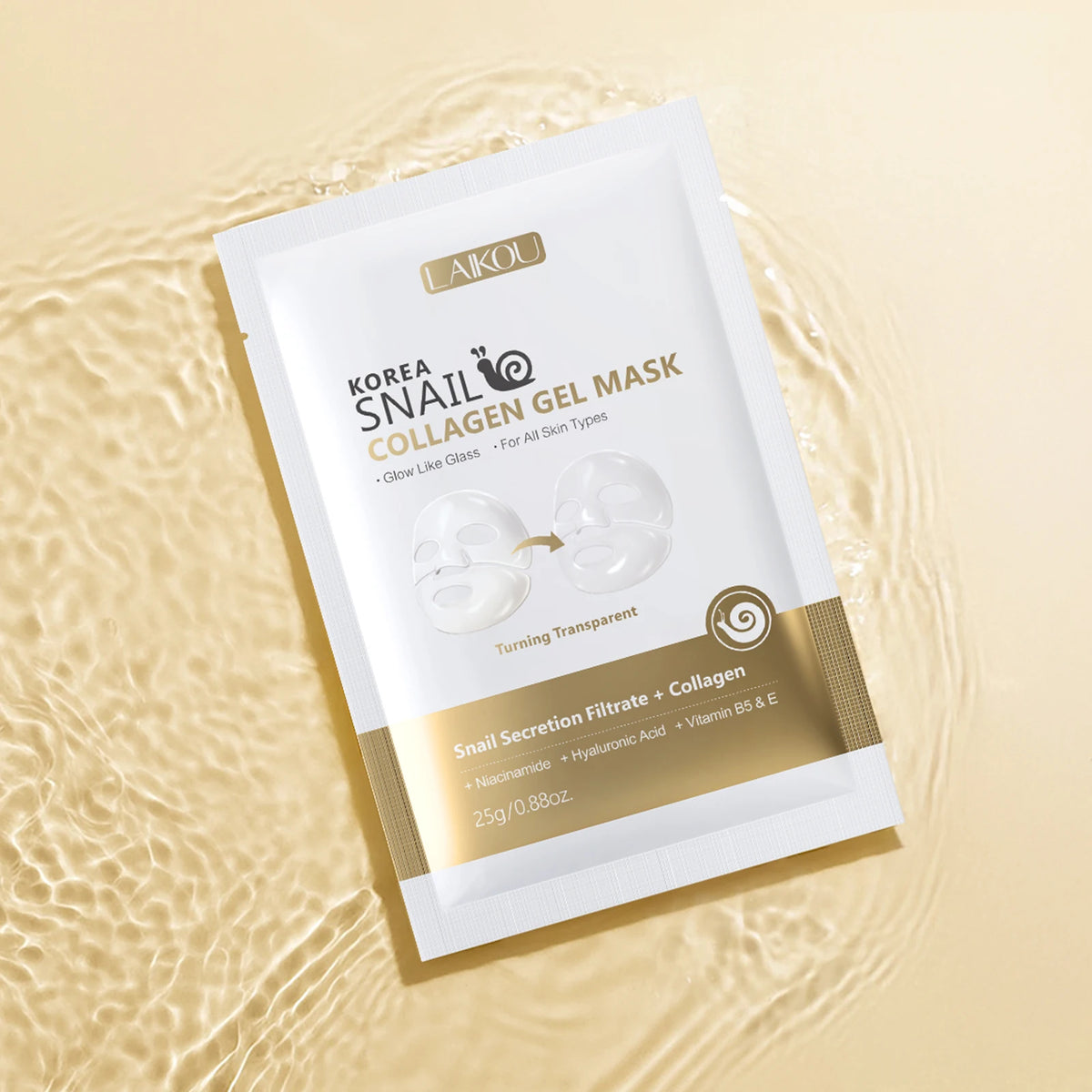 LAIKOU Korea Snail Collagen Essence Mask Hydrating Sheet Mask Anti-Wrinkle Face Mask Firming Skin Care 25g*20pcs