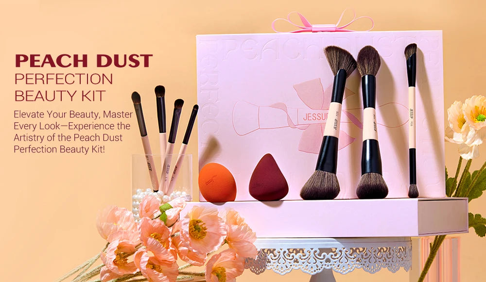 Jessup Double-Sided Makeup Brush Set with Sponge